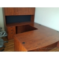 Autumn Maple C / U Suite Bow Front Desk with Overhead Storage